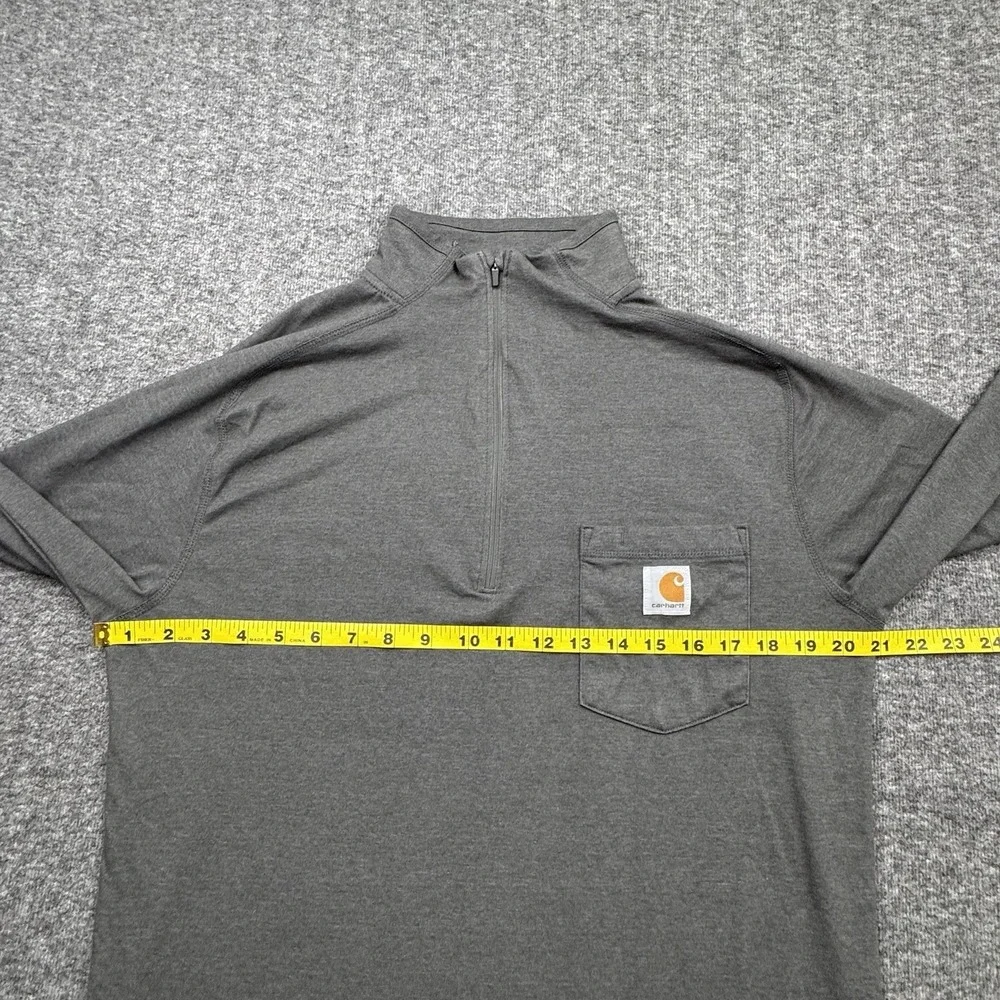 Carhartt Force Quarter Zip Pocket Long‎ Sleeve Gray Men's M Relaxed Fit TK4255-M